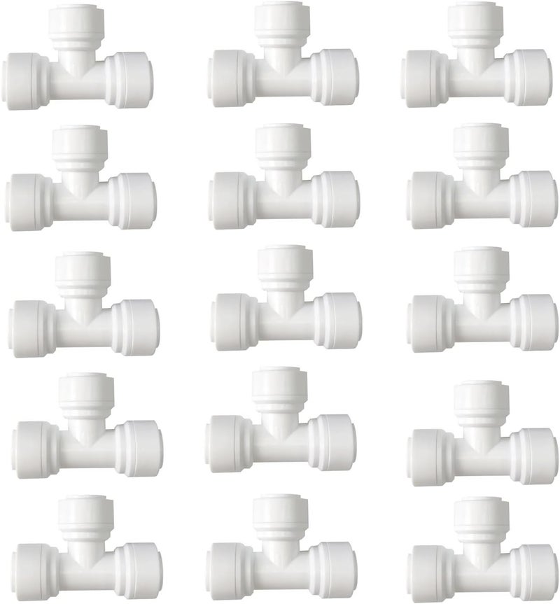 Madavoon 15 pcs 1/4" Tee 3 Way Tube Quick Connect Push Fit RO Water Reverse Osmosis System - Image 1